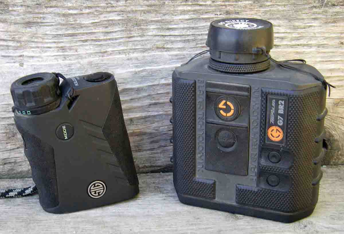 Laser rangefinders are hugely important tools for the long-range hunter, such as these versions from SIG and Gunwerks.